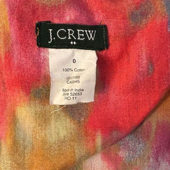 Size 0 Sleeveless Blouse J. Crew 100% Cotton Watercolor Orange Pink Red Floral R - Picture 2 of 8